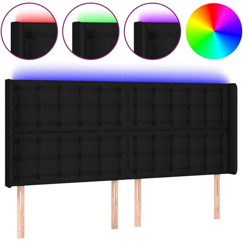  LED uzglavlje crno 163 x 16 x 118/128 cm od tkanine Slike