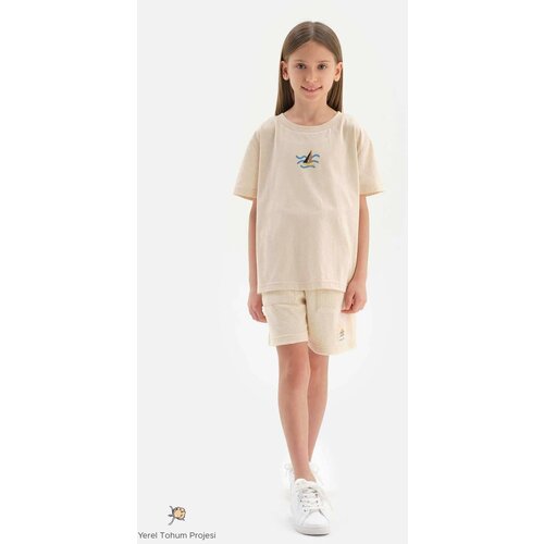 Dagi Beige Natural Color Local Seed Cotton Unisex Terry Shorts Slike