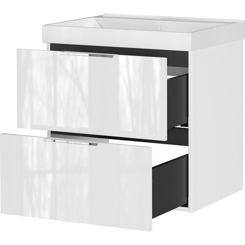 Germania Bela stenska omarica za pod umivalnik v sijajnem dekorju 61x65 cm Celano &amp;ndash; Slike