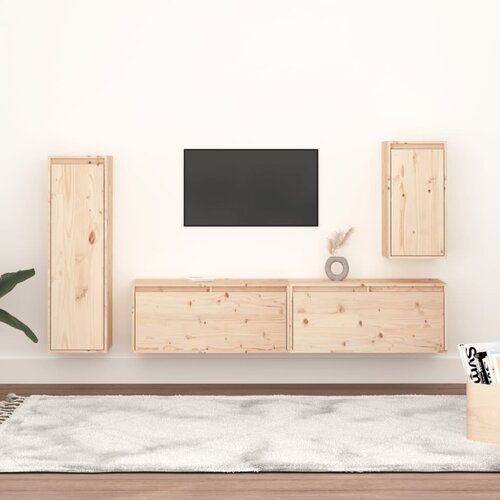 The Living Store TV omarica 4 kosi trdna borovina - TV Omarica, (21375767) Cene