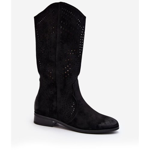 Kesi Mid-calf openwork boots black Kleorelia Cene