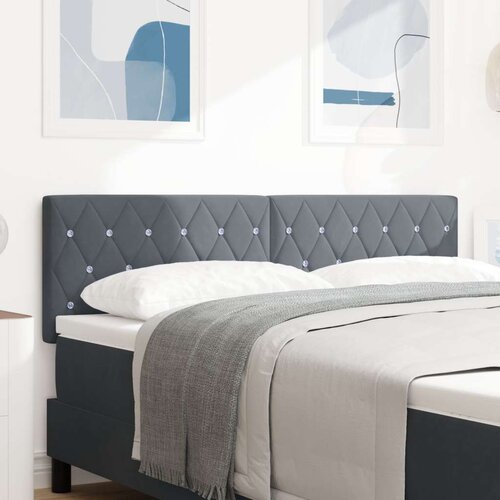 vidaXL Glava postelje S kristalnimi gumbi Temno siva 160 cm Velur Cene