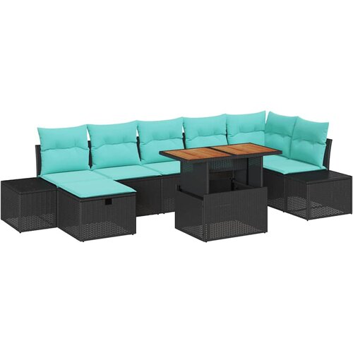vidaXL Vrtna sedežna garnitura z blazino 8 pcs Črna poli ratan, (5000143795) Cene