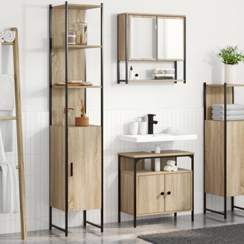 vidaXL Komplet pohištva za kopalnico s polico 3 pcs sonoma hrast Cene