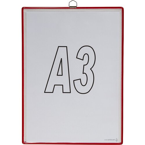 TARIFOLD Viseč prozorni žep, za format DIN A3, rdeče, DE 10 kosov Slike