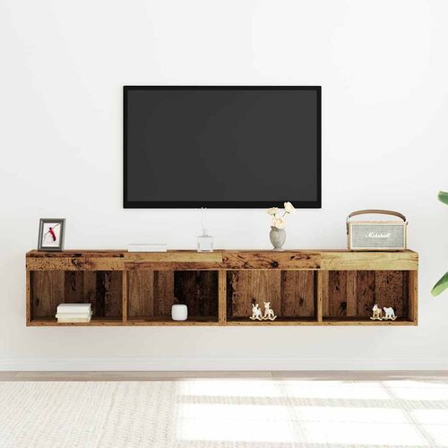  Set TV komoda s LED svjetlima 2 pcs Staro drvo 80 x 30 x 30 cm Slike