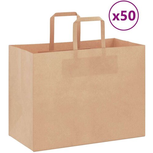  Papirnate vrećice 50 kom s ručkama smeđe 32x17x25 cm Cijene