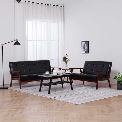  2-dijelni set sofa od umjetne kože crni Cijene