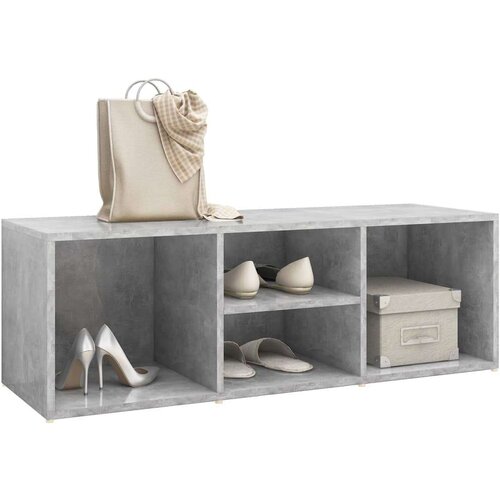  Klupa za spremanje obuće siva boja betona 105x35x35 cm iverica Slike