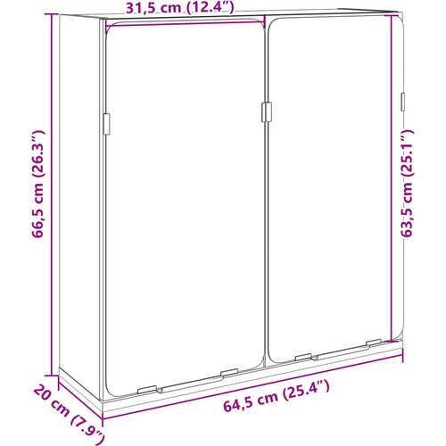  Kupaonski ormarić s ogledalom boja hrasta 64,5x20x66,5 cm drvo Slike