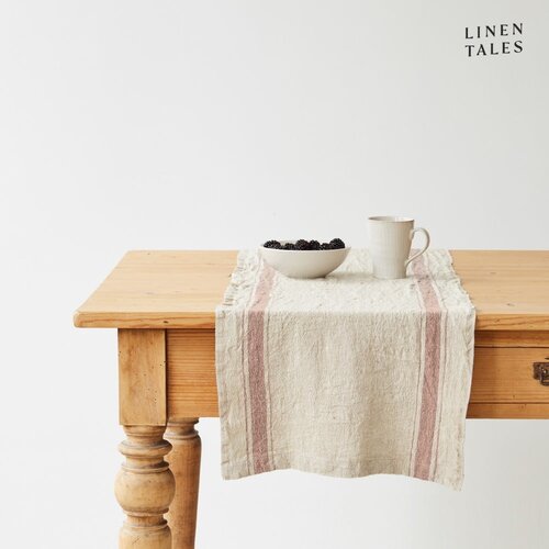 Linen Tales Lanen namizni tekač 40x200 cm Beige Stripe Vintage – Cene