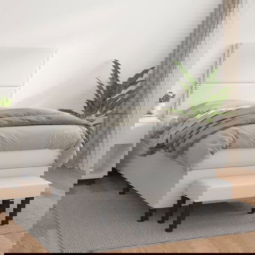 VidaXL Krevet s oprugama i madracem bijeli 90 x 190 cm od umjetne kože Slike