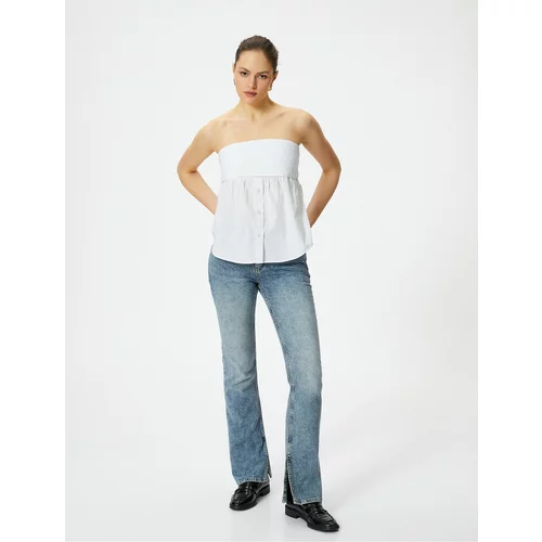 Koton Flare Jeans Trousers Slit Detail Slim Fit High Waist - Victoria Slim Jeans
