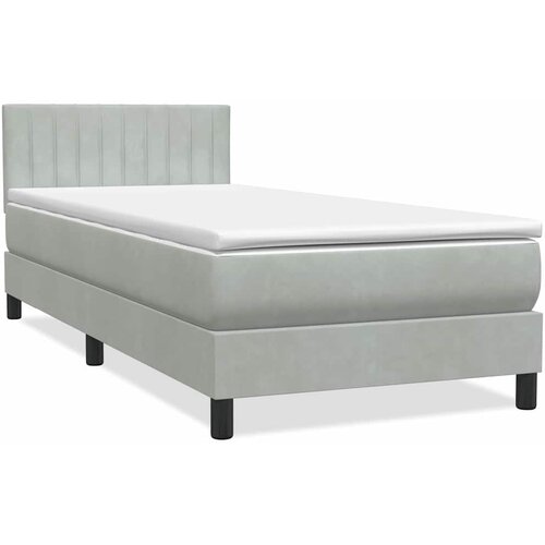 Box Spring krevet s madracem i LED svijetlo sivi 80x220 cm samt Slike