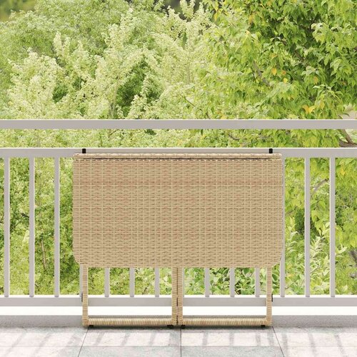 vidaXL Zložljiva vrtna miza Beige 90x51x75 cm Poly Rattan Cene