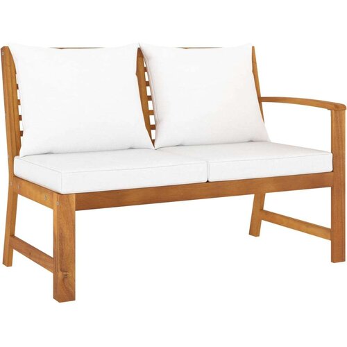  Klupa s krem jastucima 114 5 cm masivno bagremovo drvo Slike