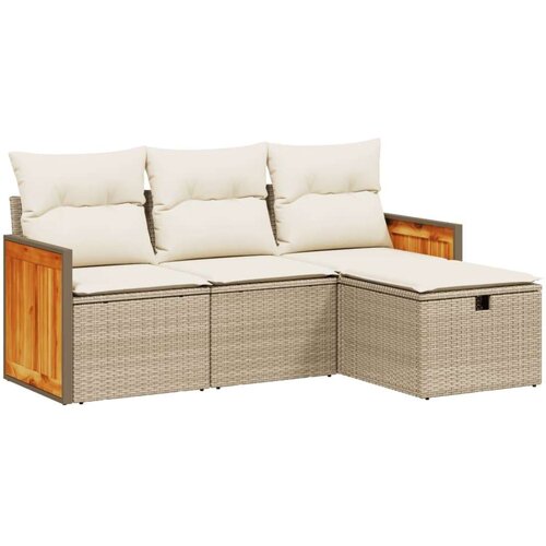 vidaXL 4-dijelni set vrtnih sofa s jastucima bež od poliratana Cijene