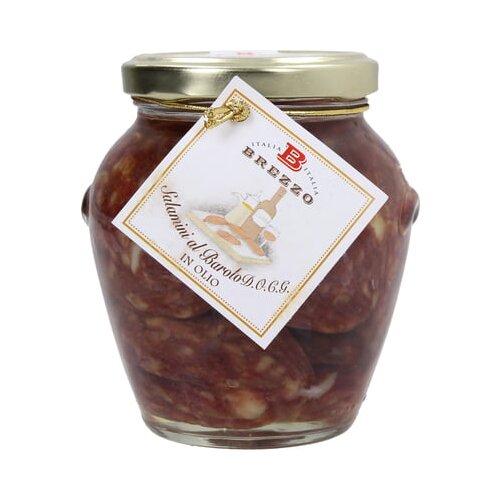 Brezzo Salama z rdečim vinom "Barolo" v olju - 180 g Cene