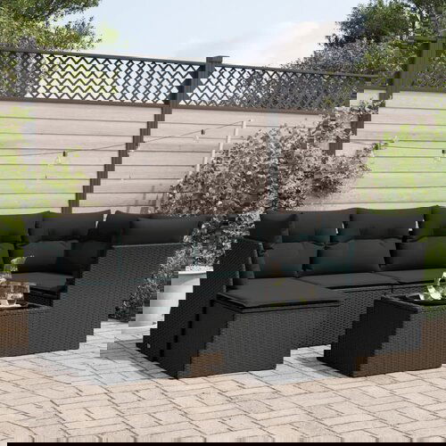 vidaXL 7-dijelni set vrtnih sofa od poliratana s jastucima crni Cijene