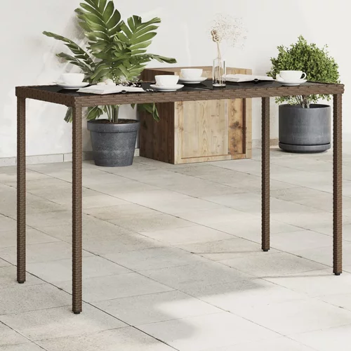 vidaXL Vrtni stol sa staklenom pločom smeđi 115x54x74 cm od poliratana