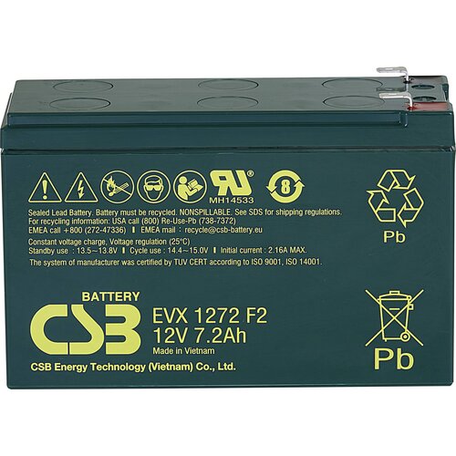 CSB Battery Svinčev akumulator 12 V 7.2 Ah EVX 1272 EVX1272F2 svinčeno-koprenasti (AGM) (ŠxVxG) 151 x 99 x 65mm ploščati vtič 6.35mm stabilni cikli, b, (20438606) Cene
