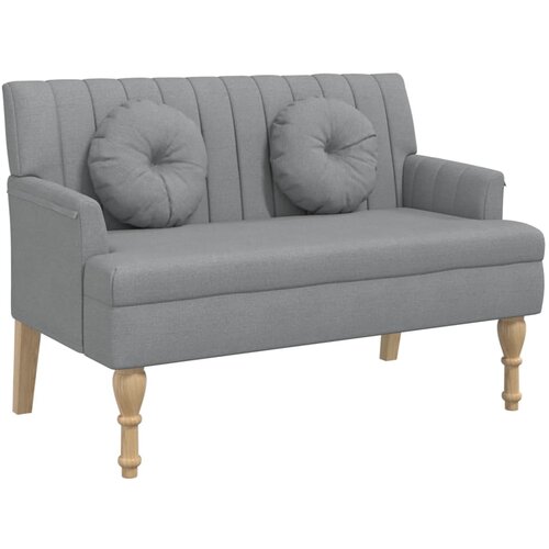  Klupa s jastucima svjetlosiva 113 x 64,5 x 75,5 cm od tkanine Slike