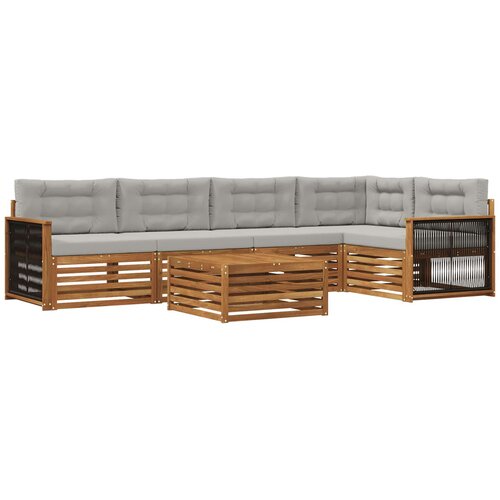 vidaXL Zunanja garnitura za sedenje 6 pcs Naravna in svetlo siva, (5000282685) Cene