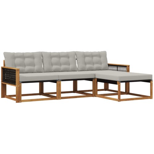 vidaXL Zunanja garnitura za sedenje 4 pcs Naravna in svetlo siva, (5000279719) Cene
