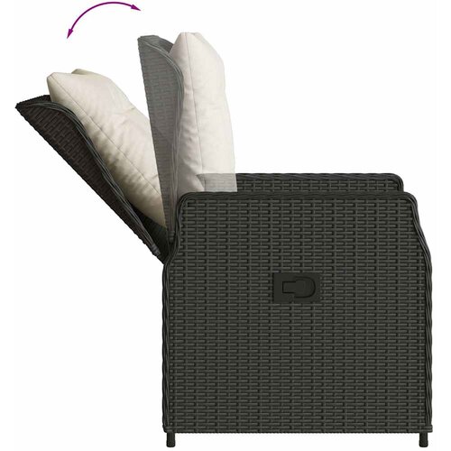  9-dijelni vrtni blagovaonski set s jastucima crni od poliratana Crna 200 x 100 x 74 cm Slike