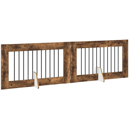  Vrata za pse s postoljem 2 pcs Dimljeni hrast 100 x 60 cm Slike