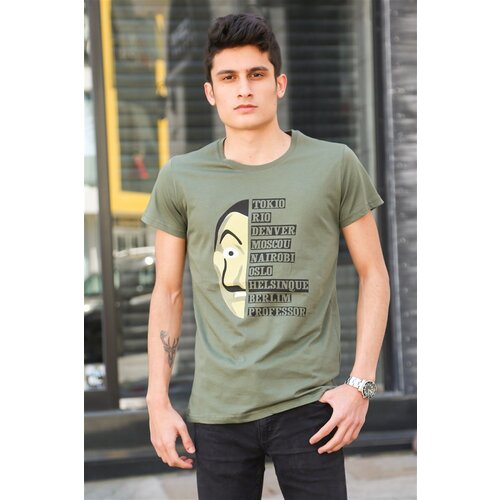Madmext Printed Khaki T-Shirt 4016 Slike
