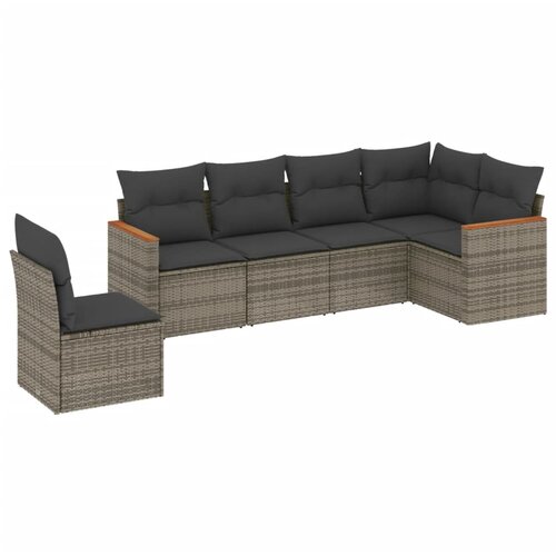 Maison Chic Seti vrtnega pohištva - Vrtna garnitura - Vrtni pohištvo set 6-delna z blazinami siv poli ratan, (21806095) Cene