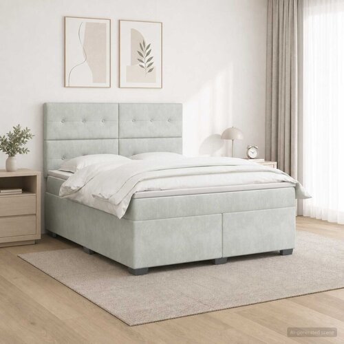  Boxspring krevet s madracem Svjetlosiva 180 x 200 cm Baršun - Svjetlosiva 180 x 200 cm Prošiveno gumbima Cene