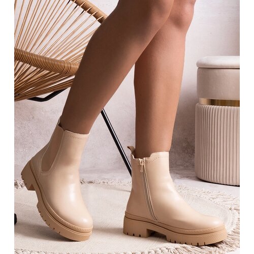 Gemre Beige insulated classic slip-on ankle boots Edina Cene