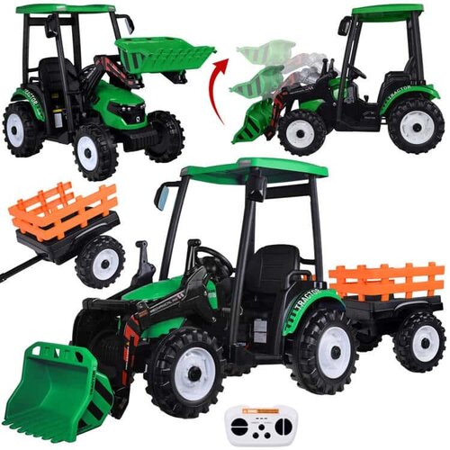 Traktor bager AKU s prikolicom zeleni Slike