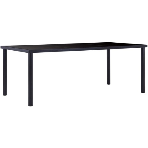  Blagovaonski stol crni 200 x 100 x 75 cm od kaljenog stakla Slike