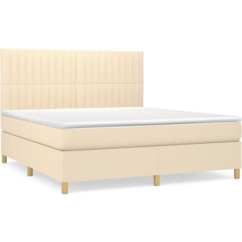 VidaXL Box spring postelja z vzmetnico krem 180x200 cm blago, (20893082) Slike