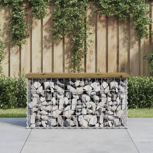 VidaXL Vrtna klupa s gabionskim dizajnom 83 x 31 5 x 42 cm od borovine Slike