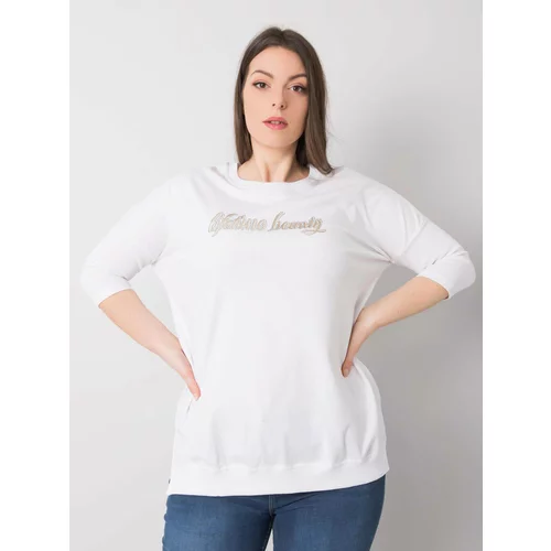 Fashion Hunters Oversized white women's blouse with inscription