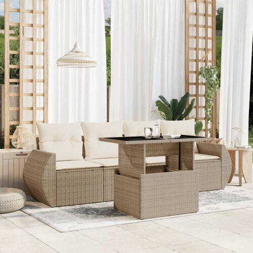 vidaXL 5-dijelni vrtni set sofa s jastucima bež od poliratana Cijene