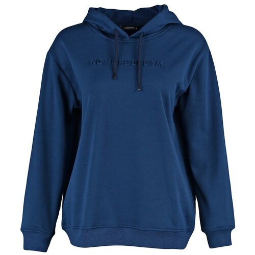 Trendyol Indigo Printed Boyfriend Raised Knitted Sweatshirt Slike