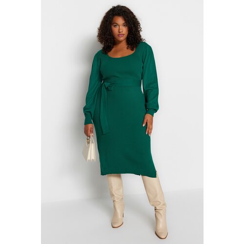 Trendyol Curve Plus Size Dress - Green - Bodycon Cene