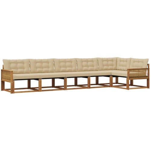 vidaXL Zunanja garnitura za sedenje z blazino 6 pcs Naravna in bež, (5000273236) Cene