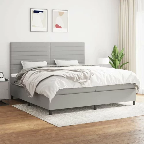  Box spring postelja z vzmetnico svetlo siva 200x200 cm blago, (20899338)