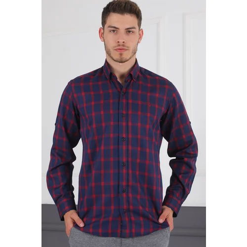 Dewberry G717 DERBERRY MEN'S SHIRT-NAVY BLUE- BURGUNDY