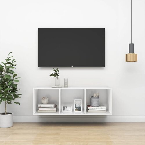 VidaXL Zidni TV ormarić bijeli 37 x 37 x 107 cm od iverice Slike