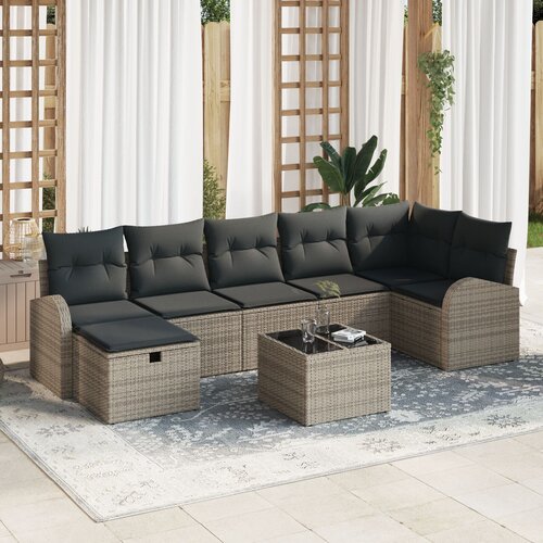 vidaXL set od 8 vrtnih kauča s jastucima sivi poly rattan Cene