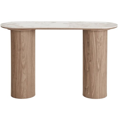 House Nordic Bež/v naravni barvi stranska mizica z mizno plo&amp;scaron;čo v marmornem dekorju 40x120 cm Athens &amp;ndash; Slike