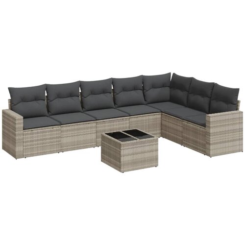 Maison Chic Seti vrtnega pohištva - Vrtna garnitura - Vrtni pohištvo set 8-delna z blazinami sv. siv poli ratan, (21800482) Cene