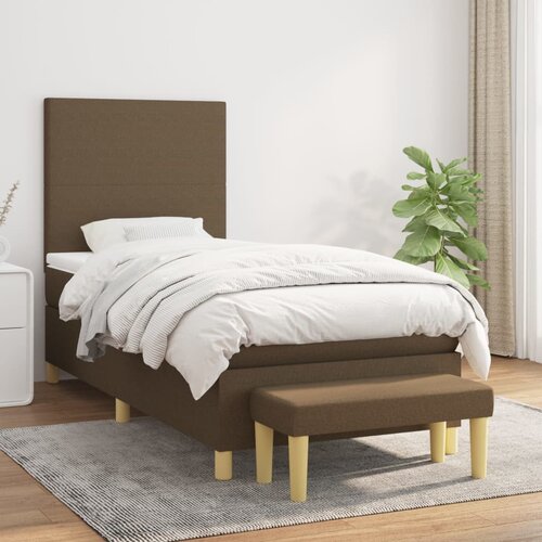 The Living Store Box spring postelja z vzmetnico temno rjava 100x200 cm blago - Box Spring Postelja, (21515729) Slike